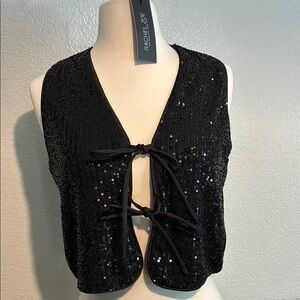 Rachel Zoe Black Sequin Crop Top. New